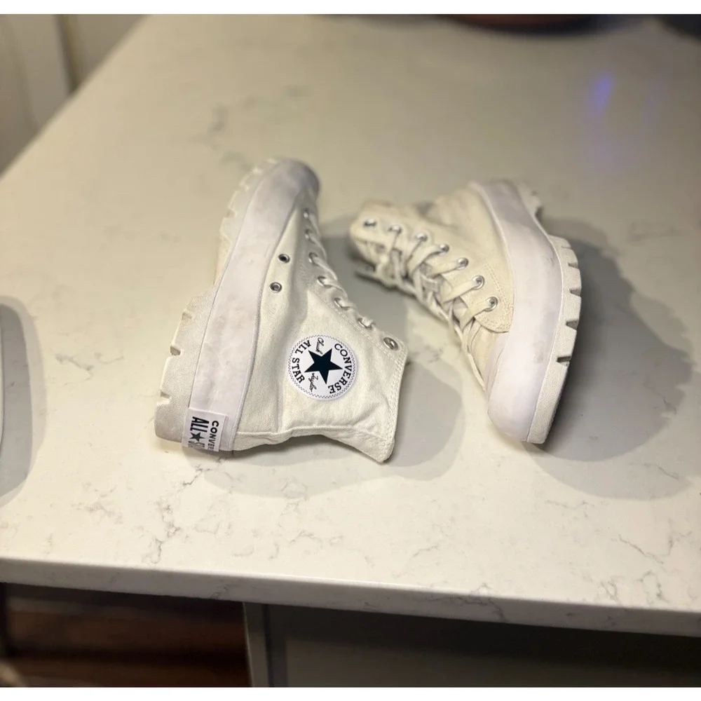 Converse Chuck Taylor All Star Lugged High Top Sneakers White Canvas Platform 8